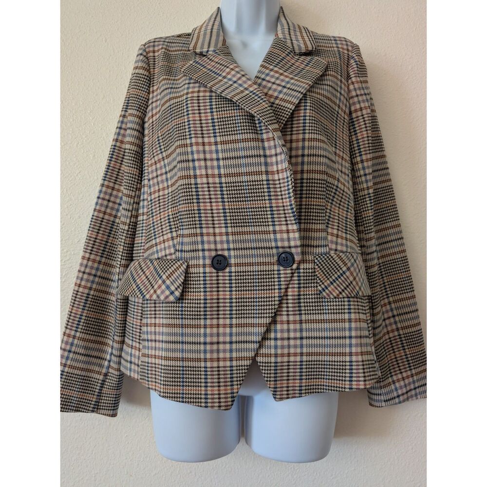 ModCloth Womens Plaid Blazer Size S Double Breasted Tailored Jacket NWT